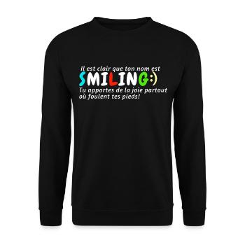 Ton nom est Smiling - Sweat-shirt Unisexe - noir - Devant - Alina (178cm) & Michal (187cm)
