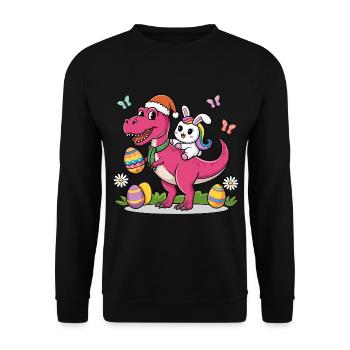 Pâques Dinosaure Oreilles de lapin Pâques - Sweat-shirt Unisexe - noir - Devant - Alina (178cm) & Michal (187cm)