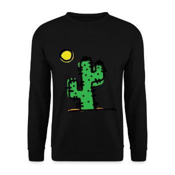 Einzelner Kaktus - Unisex Pullover - Schwarz - Vorne - Alina (178cm) & Michal (187cm)