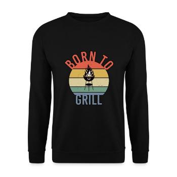 Born to Grill Retro - Unisex Pullover - Schwarz - Vorne - Alina (178cm) & Michal (187cm)