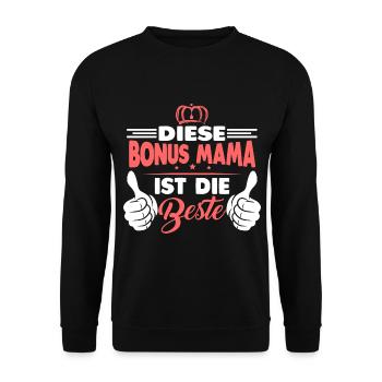 Beste Bonus Mama Stiefmama Geschenk - Unisex Pullover - Schwarz - Vorne - Alina (178cm) & Michal (187cm)