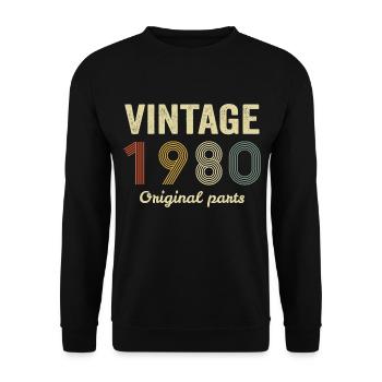 vintage 1980 - Sweat-shirt Unisexe - noir - Devant - Alina (178cm) & Michal (187cm)