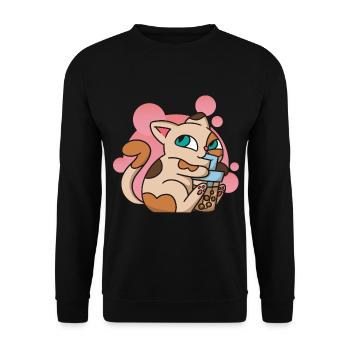 Cat Boba Tea Bubble Tea Anime Kawaii Japonais - Sweat-shirt Unisexe - noir - Devant - Alina (178cm) & Michal (187cm)