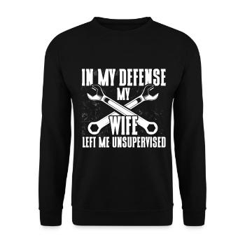 Lustig Autowerkstatt KFZ Mechaniker Autoliebhaber - Unisex Pullover - Schwarz - Vorne - Alina (178cm) & Michal (187cm)