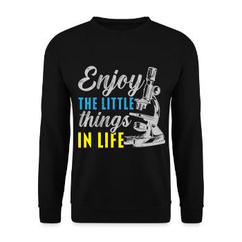 Enjoy the little things in life biologist - Unisex Sweatshirt - black - Front - Alina (178cm) & Michal (187cm)