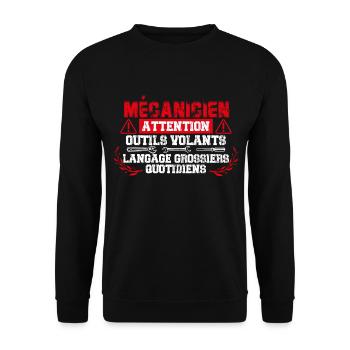 Mécanique mécanicien Réparation Restez bien - Sweat-shirt Unisexe - noir - Devant - Alina (178cm) & Michal (187cm)