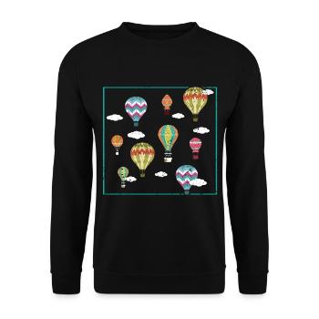 Hot Air Balloon Lover Balloon Ride Airship - Unisex Sweatshirt - black - Front - Alina (178cm) & Michal (187cm)
