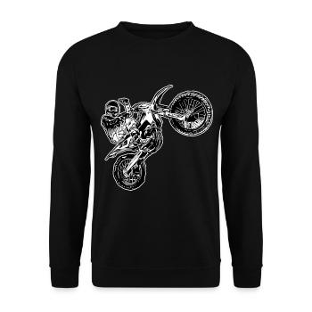 Motocross / Enduro / Freestyle mx / Dirtbike retro - Unisex Pullover - Schwarz - Vorne - Alina (178cm) & Michal (187cm)