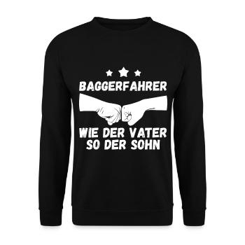 Baggerfahrer Vater Und Sohn Tiefbauer Bagger - Unisex Pullover - Schwarz - Vorne - Alina (178cm) & Michal (187cm)