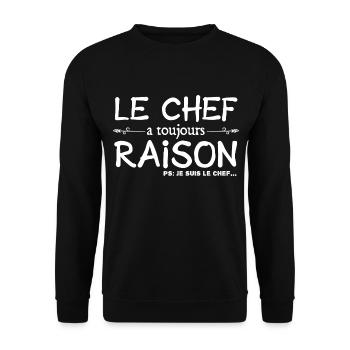 Le chef a toujours raison je suis le chef humour - Sweat-shirt Unisexe - noir - Devant - Alina (178cm) & Michal (187cm)