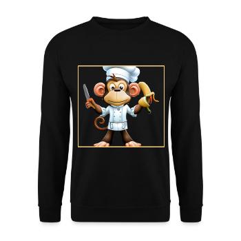 Cuisiniers de singe banane - Sweat-shirt Unisexe - noir - Devant - Alina (178cm) & Michal (187cm)