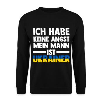 Ich habe keine Angst mein Mann ist Ukrainer - Unisex Pullover - Schwarz - Vorne - Alina (178cm) & Michal (187cm)