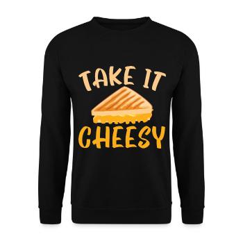 Take it Cheesy Foodie Roasted Grilled Cheese - Unisex Sweatshirt - black - Front - Alina (178cm) & Michal (187cm)