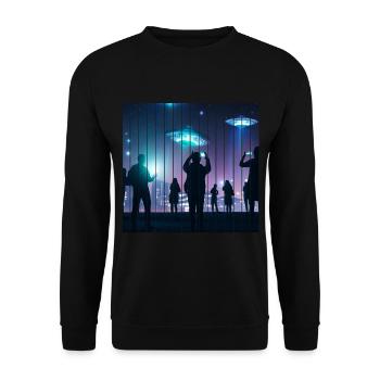 UFO sighting in the city - Unisex Sweatshirt - black - Front - Alina (178cm) & Michal (187cm)