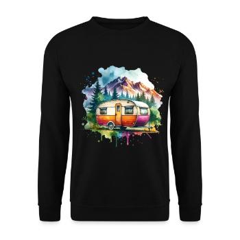 Camping Camper Caravan - Unisex Sweatshirt - black - Front - Alina (178cm) & Michal (187cm)