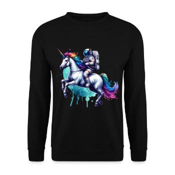 Licorne astronaute - Sweat-shirt Unisexe - noir - Devant - Alina (178cm) & Michal (187cm)