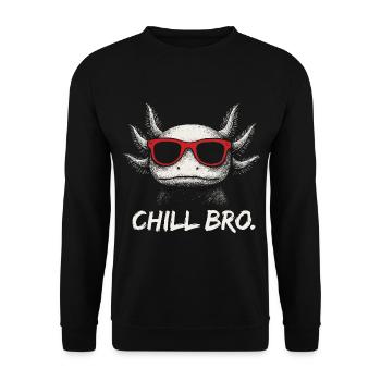 CHILL BRO – Axolotl drôle avec lunettes de soleil - Sweat-shirt Unisexe - noir - Devant - Alina (178cm) & Michal (187cm)
