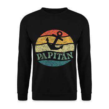 Dad Pun Captain Father's Day Papitän - Unisex Sweatshirt - black - Front - Alina (178cm) & Michal (187cm)