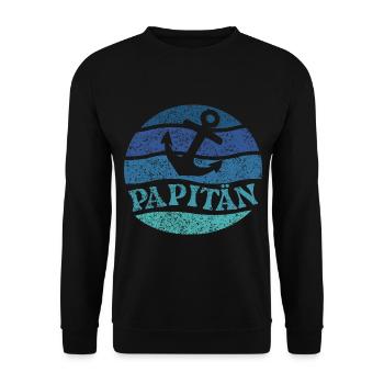 Dad Pun Captain Father's Day Papitän - Unisex Sweatshirt - black - Front - Alina (178cm) & Michal (187cm)