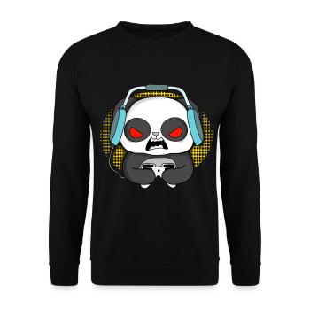 Gaming Panda Zocken Weihnachten Geburtstag Idee - Unisex Pullover - Schwarz - Vorne - Alina (178cm) & Michal (187cm)
