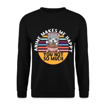 Chat Kawaii Anime Sort cadeau - Sweat-shirt Unisexe - noir - Devant - Alina (178cm) & Michal (187cm)