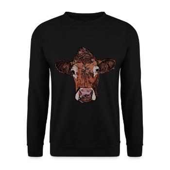 Vache vache vache motif animal visage animal motif impression - Sweat-shirt Unisexe - noir - Devant - Alina (178cm) & Michal (187cm)