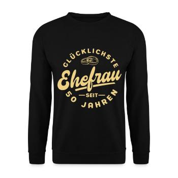 Ehepaar 50 Jahre Ehe Goldene Hochzeit Geschenk - Unisex Pullover - Schwarz - Vorne - Alina (178cm) & Michal (187cm)
