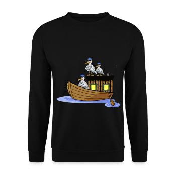 Bateau Navire Mouettes Marins Mer du Nord Mer Baltique Kiel - Sweat-shirt Unisexe - noir - Devant - Alina (178cm) & Michal (187cm)