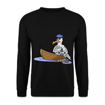 Ahoy Boat Seagull Seaman Maritime Captain Travel Anchor - Unisex Sweatshirt - black - Front - Alina (178cm) & Michal (187cm)