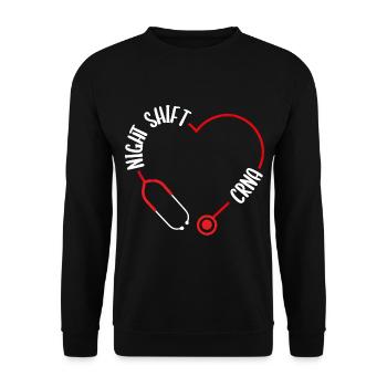 Quart de nuit CRNA Infirmière Stéthoscope Soins infirmiers - Sweat-shirt Unisexe - noir - Devant - Alina (178cm) & Michal (187cm)