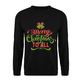Weihnachten Typografie Merry Christmas to all - Unisex Pullover - Schwarz - Vorne - Alina (178cm) & Michal (187cm)