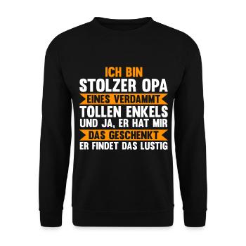 Großvater Großpapa Opi Opa - Unisex Pullover - Schwarz - Vorne - Alina (178cm) & Michal (187cm)