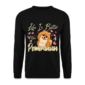 Pomeranian Liebhaber - Unisex Pullover - Schwarz - Vorne - Alina (178cm) & Michal (187cm)