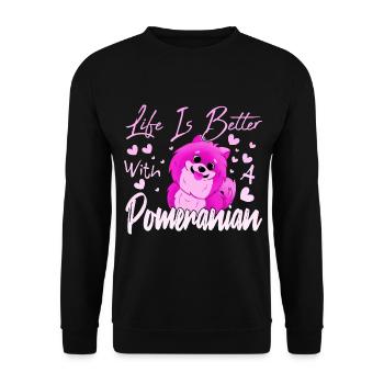 Pomeranian Liebhaber - Unisex Pullover - Schwarz - Vorne - Alina (178cm) & Michal (187cm)