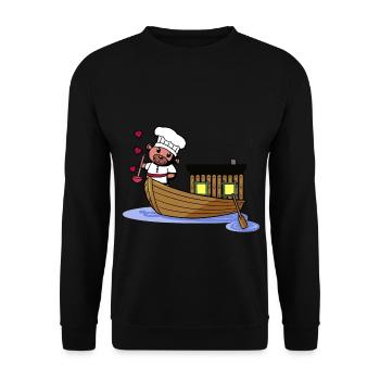 Teddybär Koch Seemann Boot Seefahrer kochen Ahoi - Unisex Pullover - Schwarz - Vorne - Alina (178cm) & Michal (187cm)