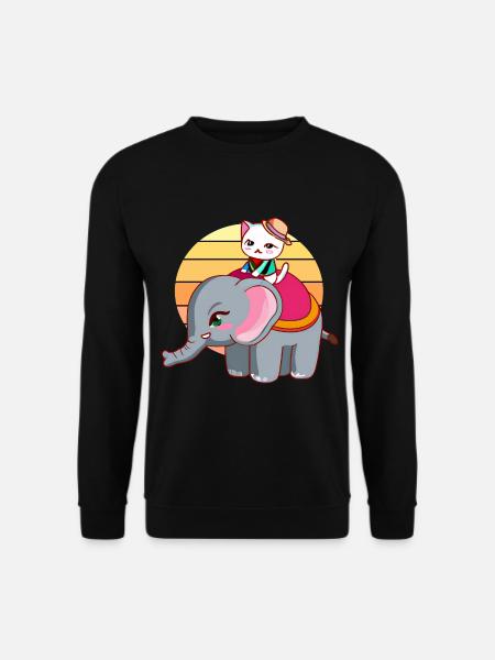 Cat rides elephant - Unisex Sweatshirt - black