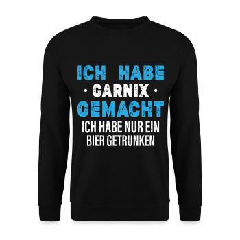 Ich habe garnix gemacht - Unisex Pullover - Schwarz - Vorne - Alina (178cm) & Michal (187cm)