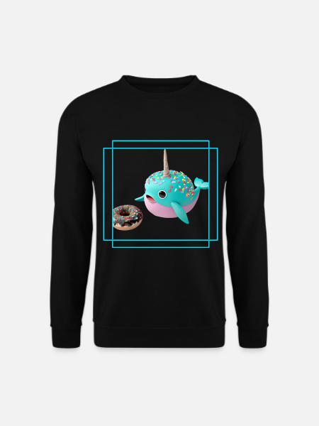 Donut liebender Narwal - Unisex Pullover - Schwarz