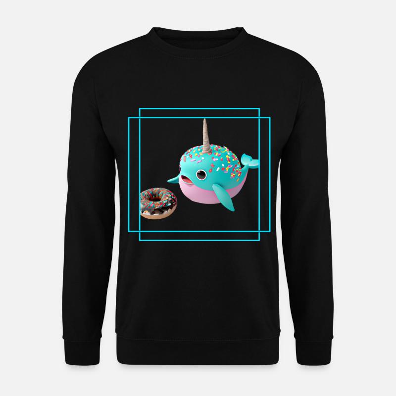 Donut liebender Narwal - Unisex Pullover - Schwarz