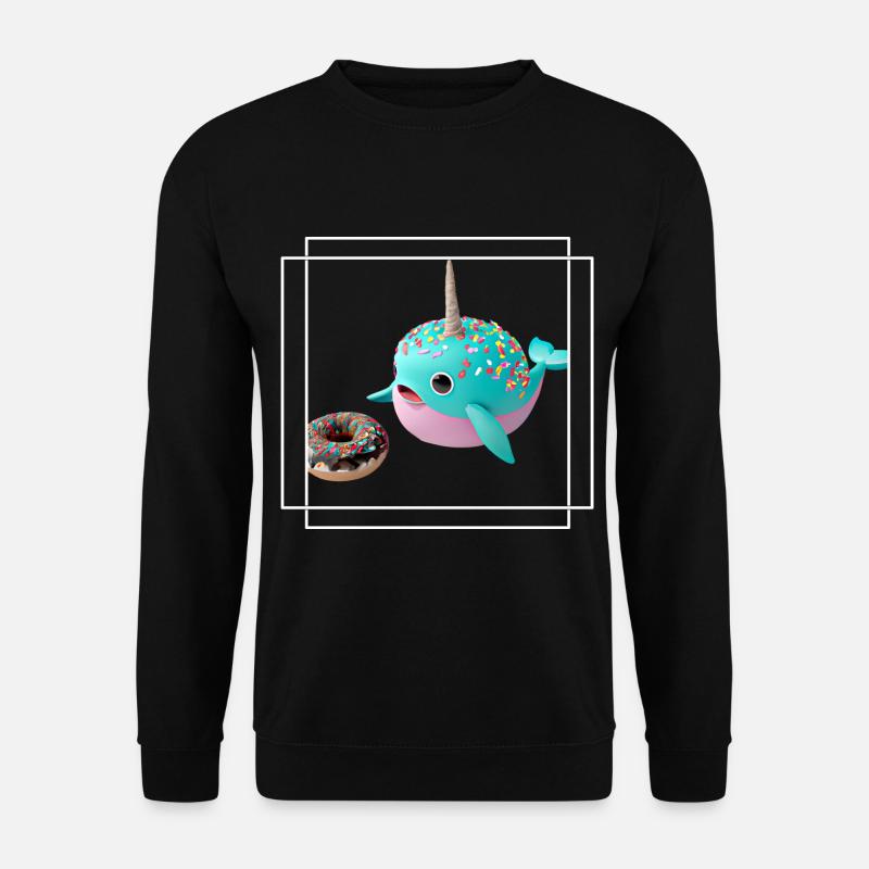 Donut loving narwhal - Unisex Sweatshirt - black