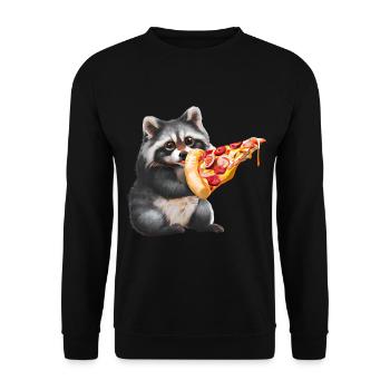 Raton laveur amateur de pizza - Sweat-shirt Unisexe - noir - Devant - Alina (178cm) & Michal (187cm)