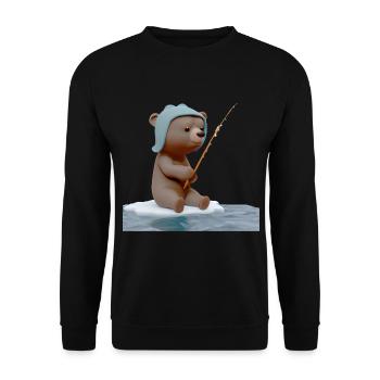 Angler Bär Eis Fischen - Unisex Pullover - Schwarz - Vorne - Alina (178cm) & Michal (187cm)
