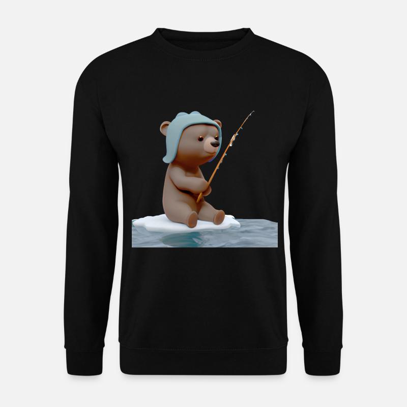 Angler Bär Eis Fischen - Unisex Pullover - Schwarz
