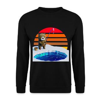 Angler Bär Eis Fischen - Unisex Pullover - Schwarz - Vorne - Alina (178cm) & Michal (187cm)