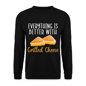Everything is better with grilled cheese - Unisex Sweatshirt - black - Front - Alina (178cm) & Michal (187cm)