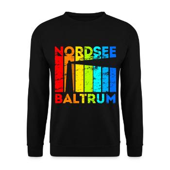 Baltrum Nordsee Leuchtturm Urlaub - Unisex Pullover - Schwarz - Vorne - Alina (178cm) & Michal (187cm)