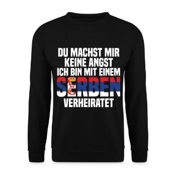 Du machst mir Keine Angst ich bin mit einem Serben - Unisex Pullover - Schwarz - Vorne - Alina (178cm) & Michal (187cm)
