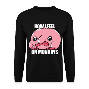 Comment je me sens lundi Propriétaire de Blobfish - Sweat-shirt Unisexe - noir - Devant - Alina (178cm) & Michal (187cm)