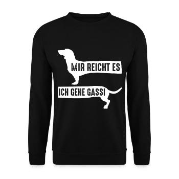 Hund Gassi Dackel - Unisex Pullover - Schwarz - Vorne - Alina (178cm) & Michal (187cm)