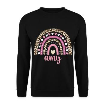 Amy Regenbogen Name Geburtstag Amy - Unisex Pullover - Schwarz - Vorne - Alina (178cm) & Michal (187cm)